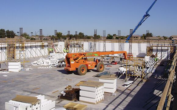 Commercial building under construction using ICF